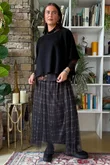 Enid Plaid Tulle Midi Skirt Black